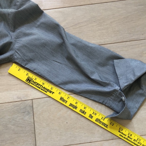 Navy & white pinstripe shirt with diagonal pleated front, M - Picture 8 of 12